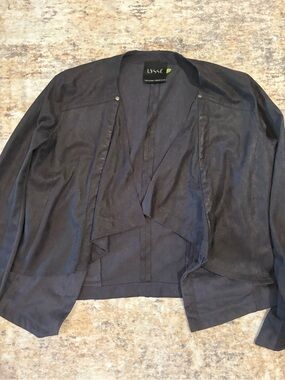 Lysse Black Draped Open-Front Cardigan